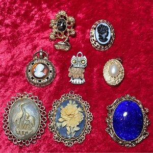 Vintage Family Estate Assorted Costume Pendants/Pins. #1470